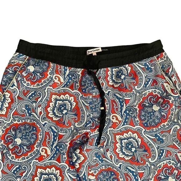 Juicy Couture Paisley Multicolor Silk Lounge Loungewear  Pants Elastic Cuffs M - Picture 2 of 12